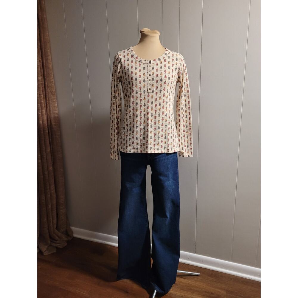 Sonoma - Women's XS Floral Print Long Sleeve Henley - Oeko-Tex Standard 100